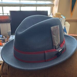 Stacy Adams Blue and Red Fedora Hat